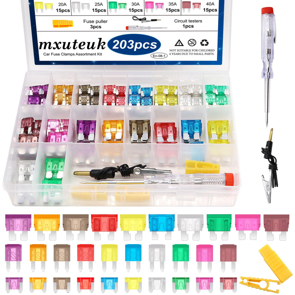 Mxuteuk 203Pcs Car Fuses Assortment Kit With Fuse Puller And Circuit Cream/Black 5005092527676
