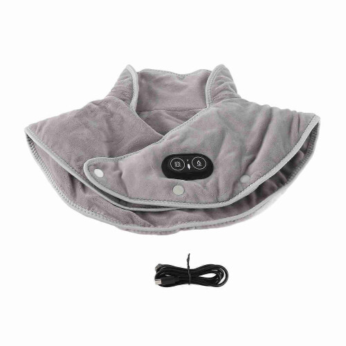 Grey Heating Pad for Neck Shoulders 3 Level Temperature Adjustment Massage Mode Sable Fabric Electri