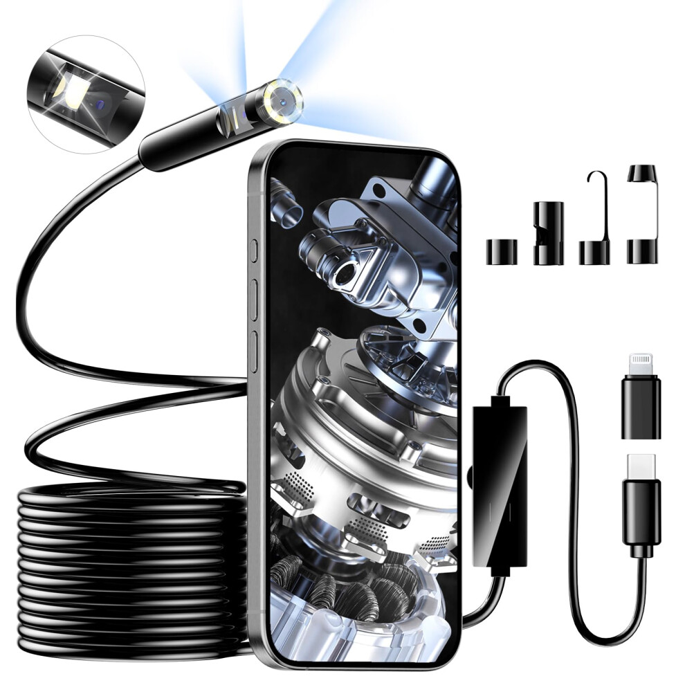 Dual Lens Endoscope Inspection Camera, 1920P Hd Inspection Camera Black 5002665088831