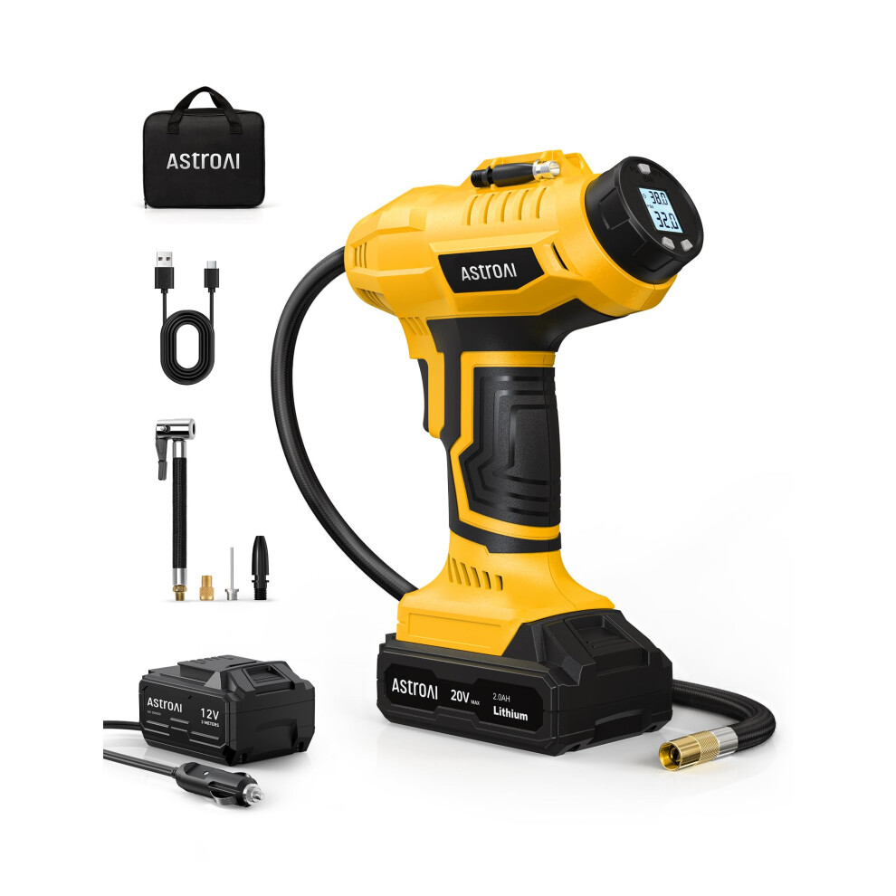 Astroai Cordless Tyre Inflator Air Compressor, 12V Dc And 20V 5002265152710