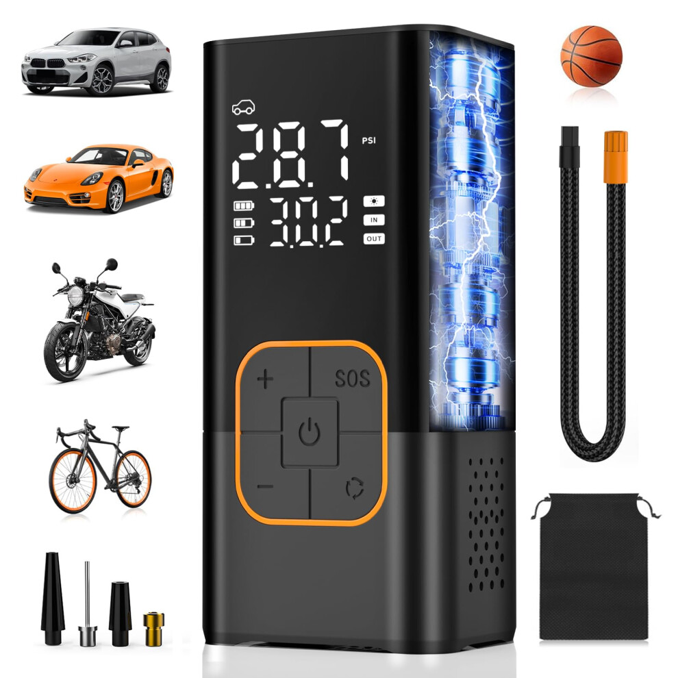 Tyre Inflator Air Compressor, Cordless Electric Car Tyre Pump & Bike 5008124181945
