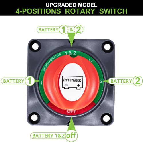Spurtar Battery Isolator Switch 12V 24V 48V Kill Switch Power Cut Off 1