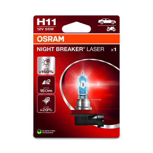 OSRAM OSRAM NIGHT BREAKER LASER H11, +150% more brightness, halogen 1