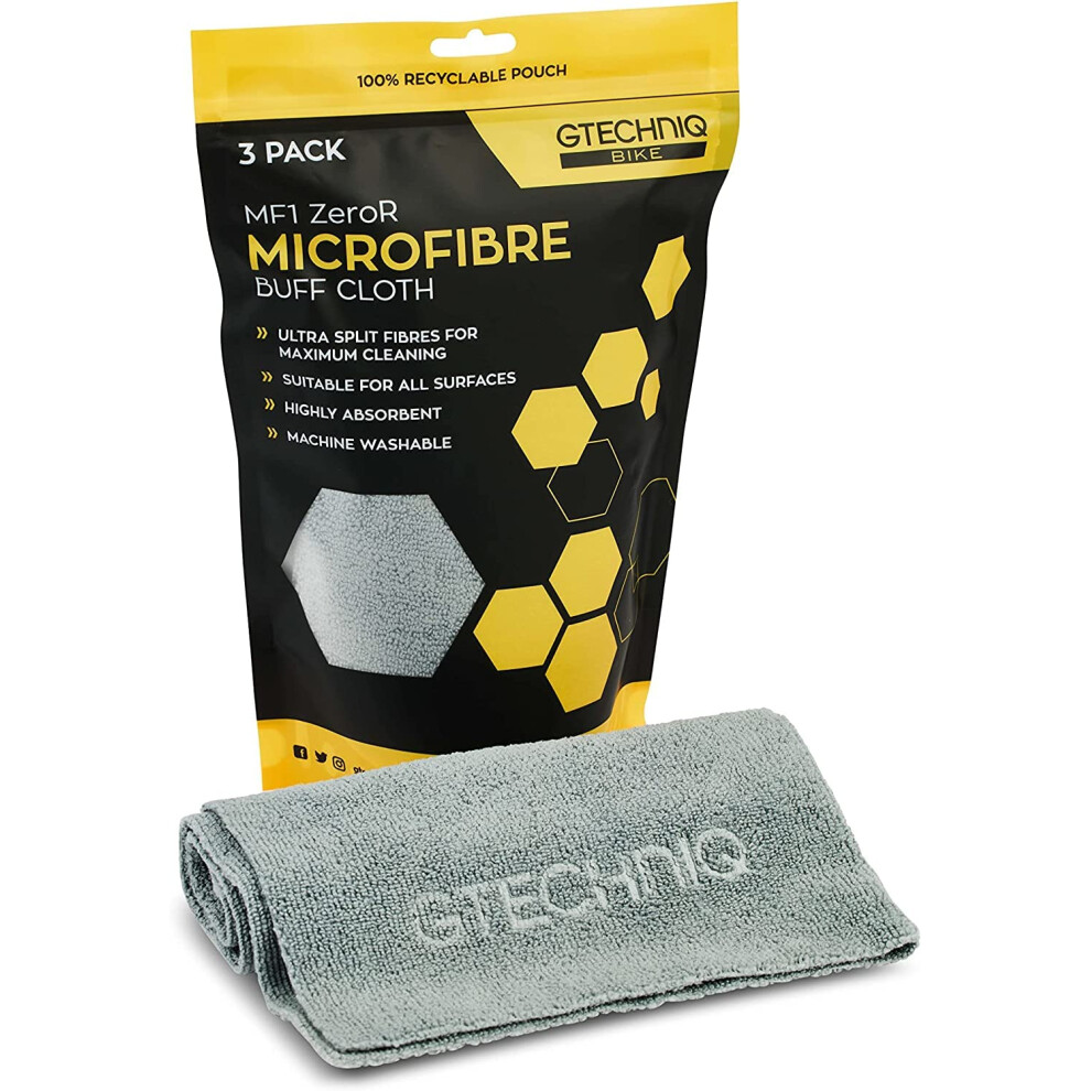 Gtechniq Bike Mf1 Zeror Microfibre Cloth (3 Pack) | Edgeless Soft 5007601685525