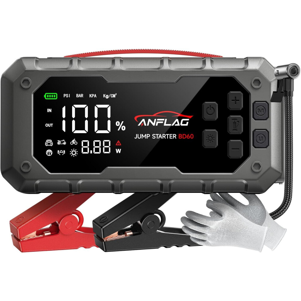 Jump Starter Power Pack With Air Compressor, Anflag 7000A 160Psi Car 5005175407260