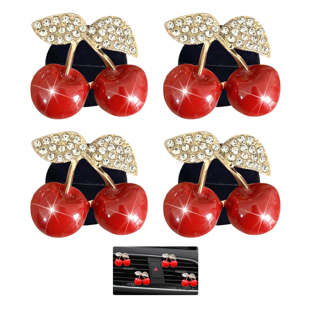 Cherry Car Air Freshener Clips Â 4Pcs Rhinestone Vent Clips For Women 5006692258601