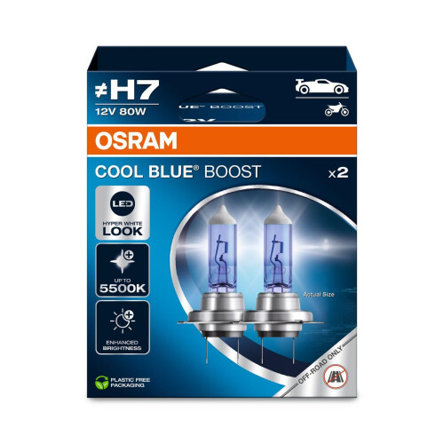 OSRAM OSRAM COOL BLUE BOOST, H7, halogen headlight lamps, up to 5500K,