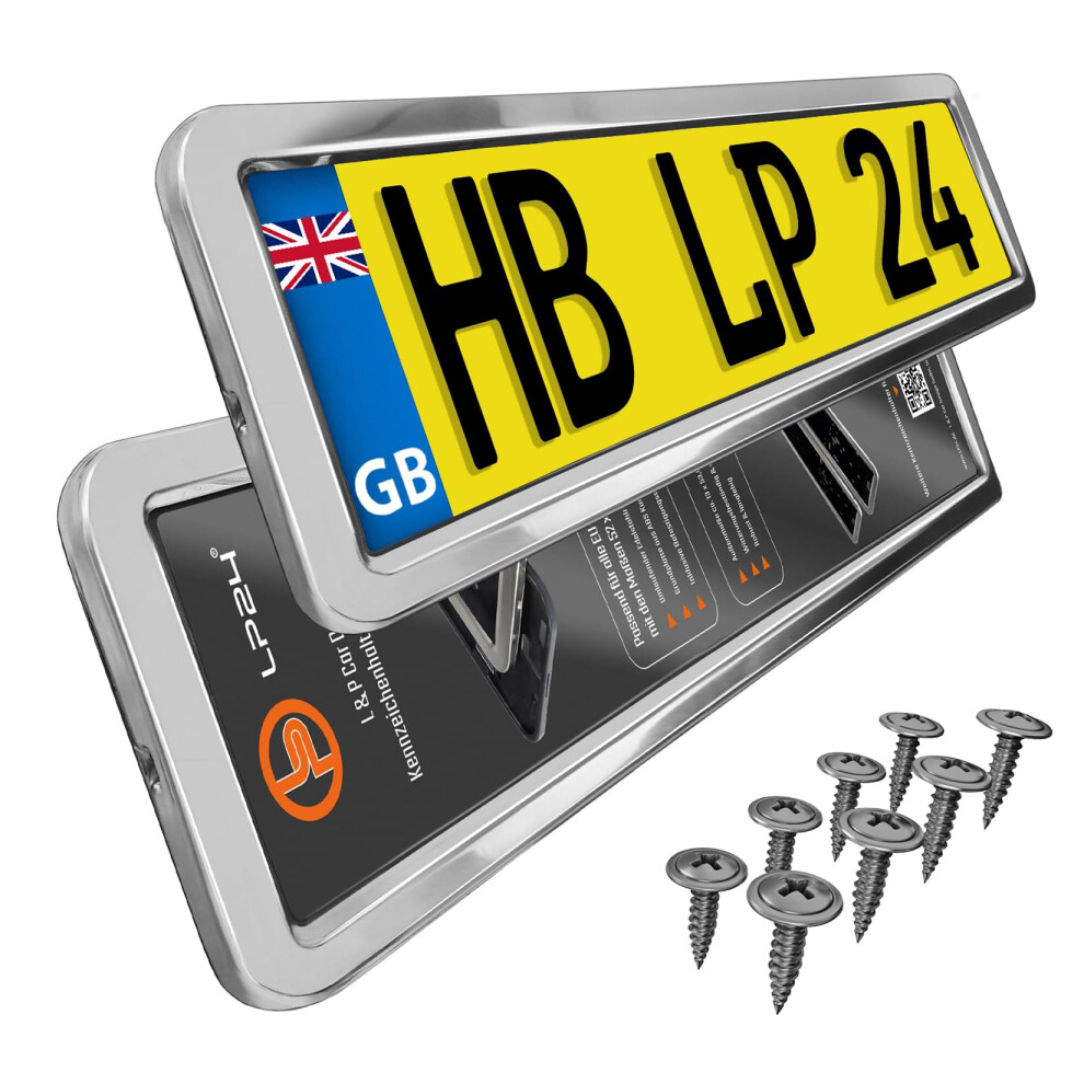 2X Number Plate Holder For Car - License Plate Holder - Stainless 5001337657368