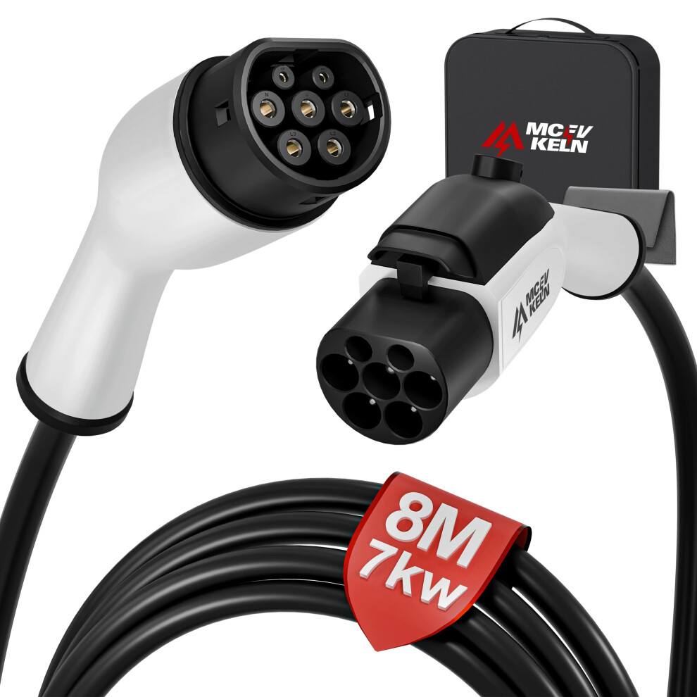 Mcevkeln Ev Charger Extension Cable 32 A 7.4 Kw 8M 1-Phase Type 2 Blue 5009473213981