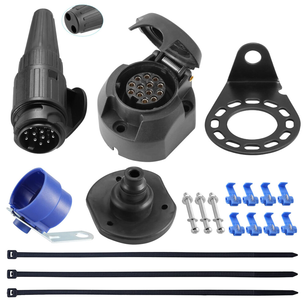 Sparkmoto 13 Pin Trailer Plug 13 Pin Trailer Socket,12V 13Pin Trailer 5009087914908