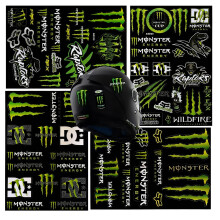 Funver 4 Pack Helmet Stickers, Green Claw Cartoon Decal Motorbike