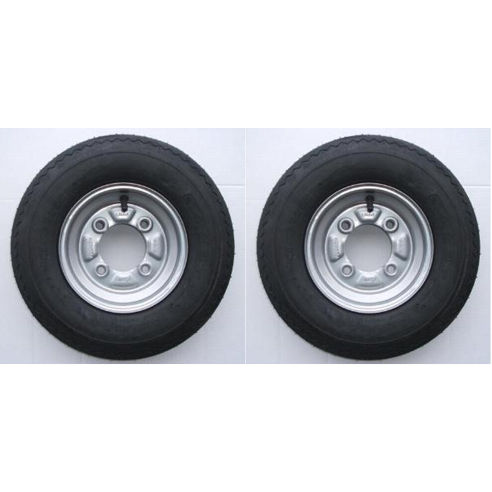 A Pair Of 400 4.00 4.80 X 8 Inch Trailer Wheels & Tyres With 4 Ply 5003429914236