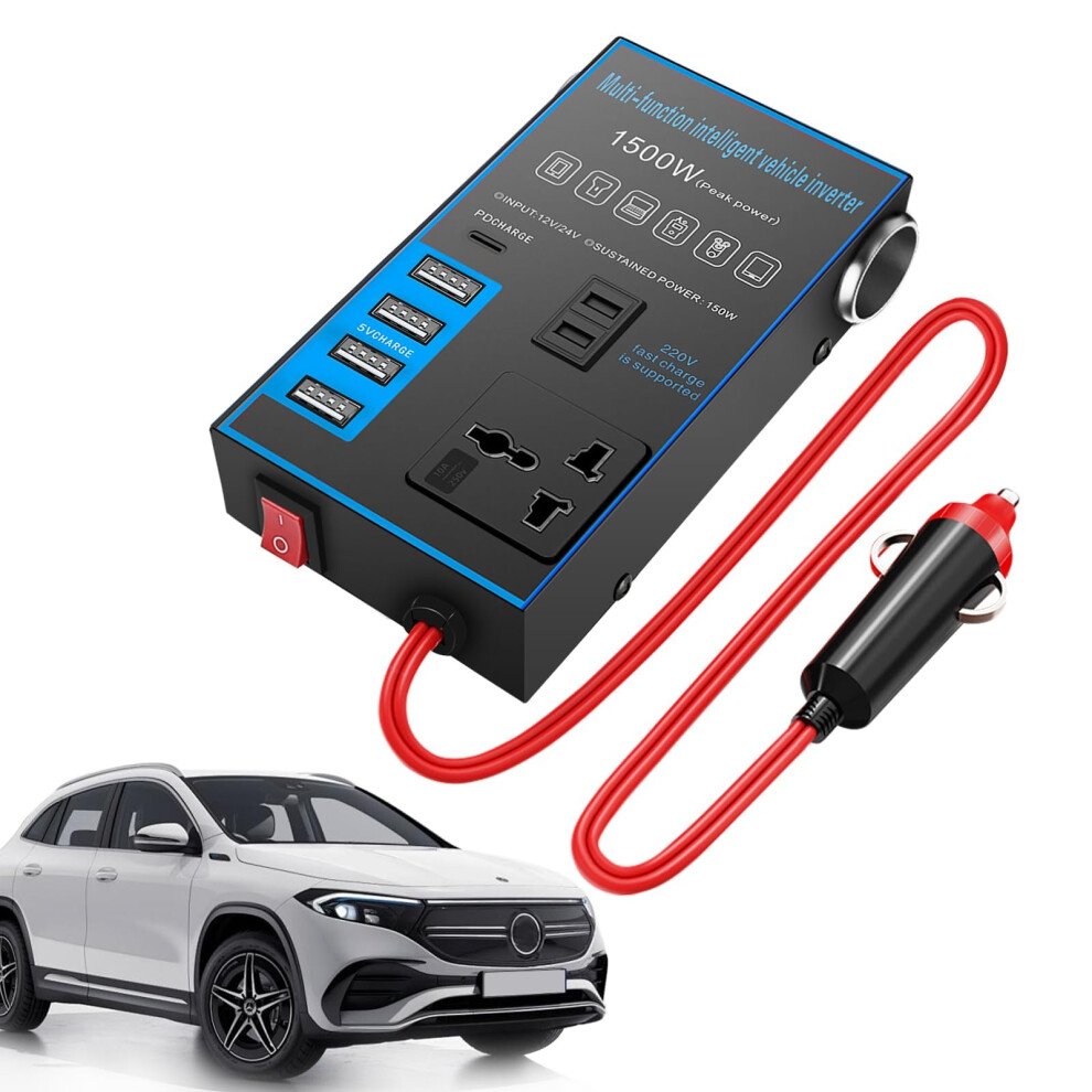 1500W Car Power Inverter - 12V/24V Universal Converter, 4 Usb 5007194692061