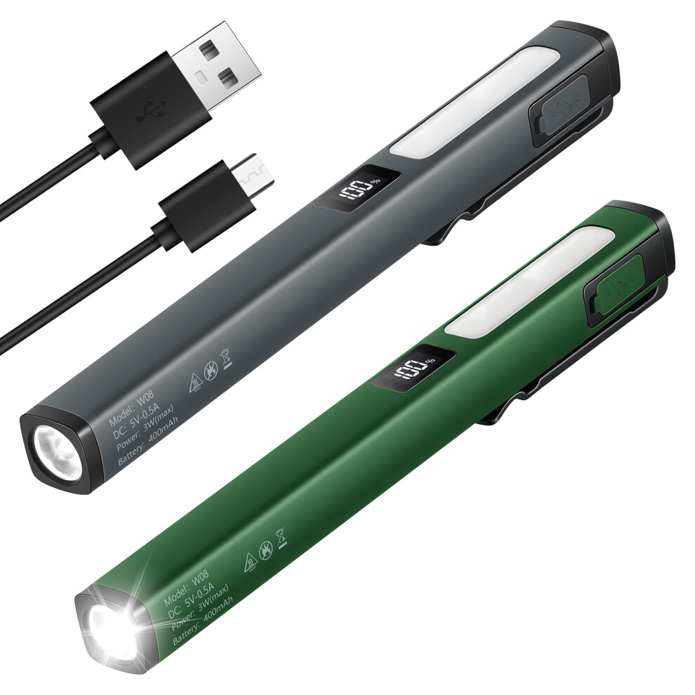Kssvzz 2 Pack Magnetic Led Work Cob Pocket Torch Rechargeable Light 5005461113851