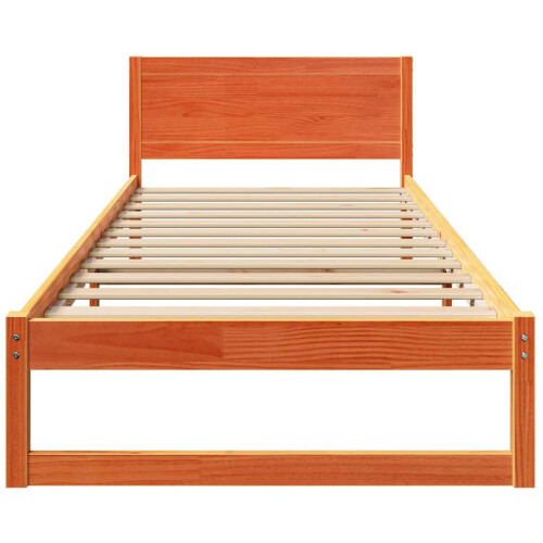 VidaXL vidaXL Bed Frame with Headboard Wax Brown 75 x 190 cm Solid Pine Wood 1
