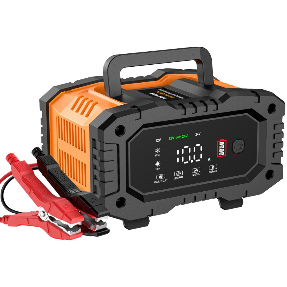 Battery Charger 10A, Nexpeak 12V 24V Lifepo4 Car Battery Chargers, 5005755200175