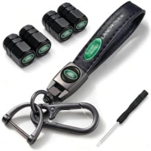 Tyre Valve Caps & Metal Keychain Combo Gift Set Compatible with Land