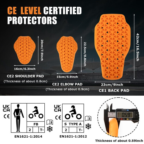 PSLER CE-1 Motorcycle Armor Back Pad and CE-2 Elbow Shoulder 1