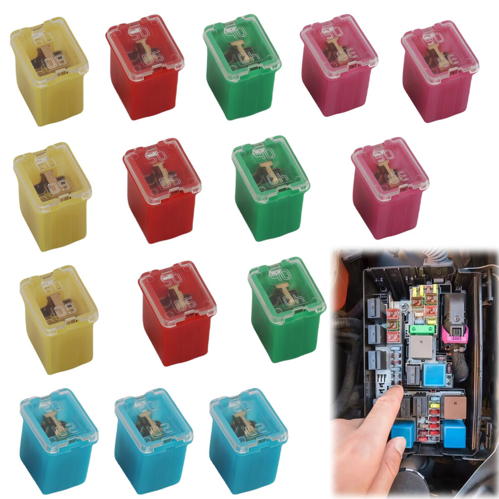15 Pcs 12V-24V Automotive Low Profile Jcase Box Shaped Assorted Fuse Beige 5000203074308