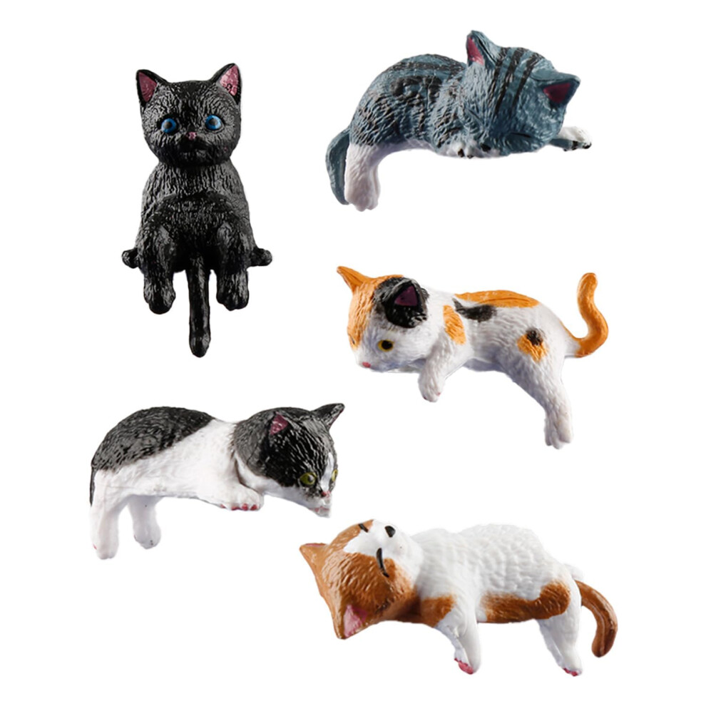Wellrun 5Pcs Mini Cat Figurine,Cute Realistic Cats Dolls,Adorable 5004073526486