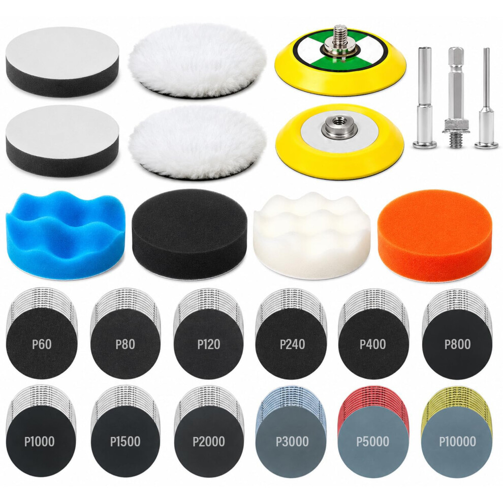 Xtremeauto 133Pcs Sanding & Polishing Kit For Drill Â 75Mm Wet & Dry