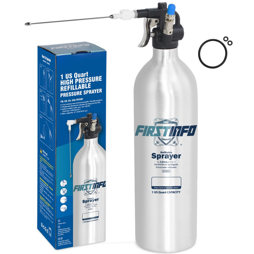 Firstinfo Air Refillable Brake Cleaner Spray Bottle, 1L Aluminum 5005786885501