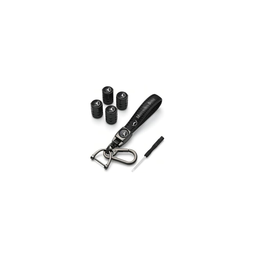 Tyre Valve Caps & Metal Keychain Combo Compatible With Mercedes Benz 5001437210241