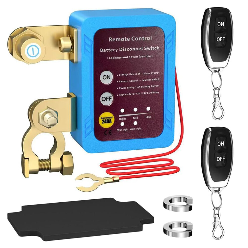 Kill Switch For Car With Remote, 12V 240A Battery Disconnect Switch, Black 5006142761941