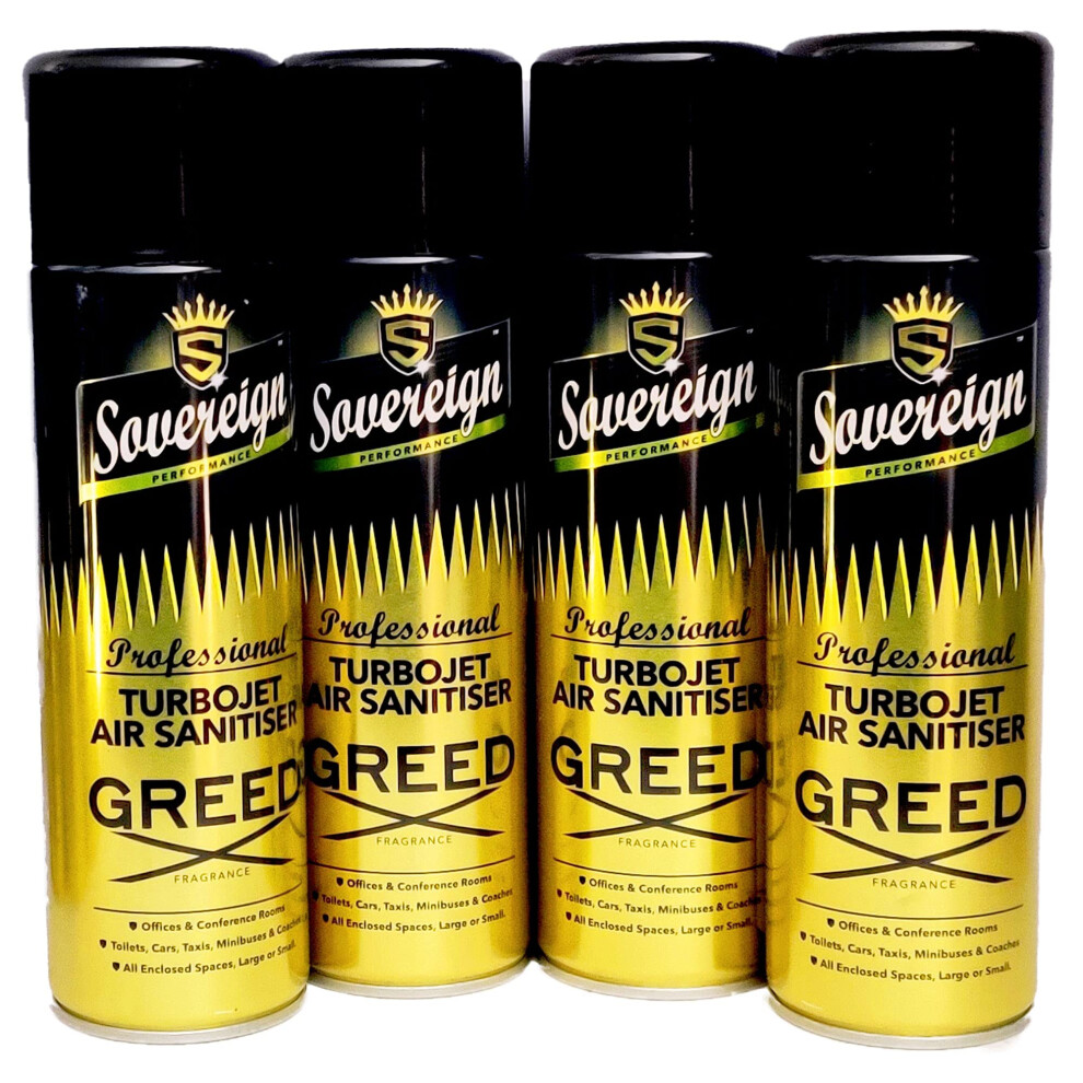 4 Pack Bundle Sovereign Turbojet Air Sanitiser Greed Car Home Spray 5002239380590