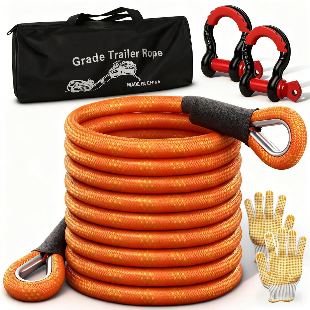 Kinetic Recovery Heavy Duty Tow Rope 6M 20" 10T (22,000Lbs) With Yellow/White/Black 5002072546894