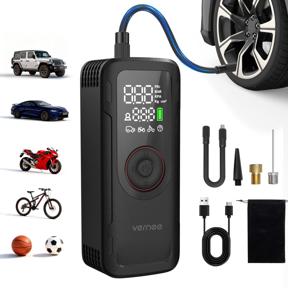Vernee Portable Cordless Tire Inflator, 150Psi Air Compressor With 5002735287485
