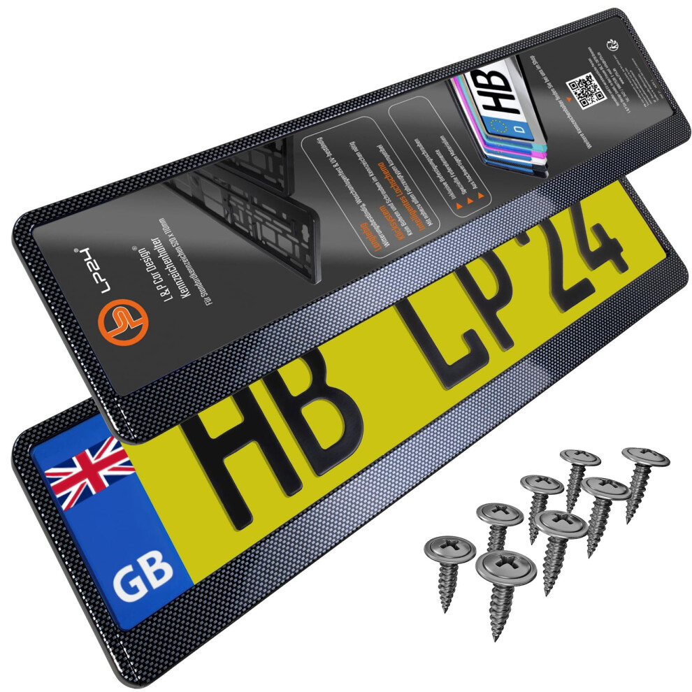2X Number Plate Holder For Car - License Plate Holder - Carbon Look - 5000655837575