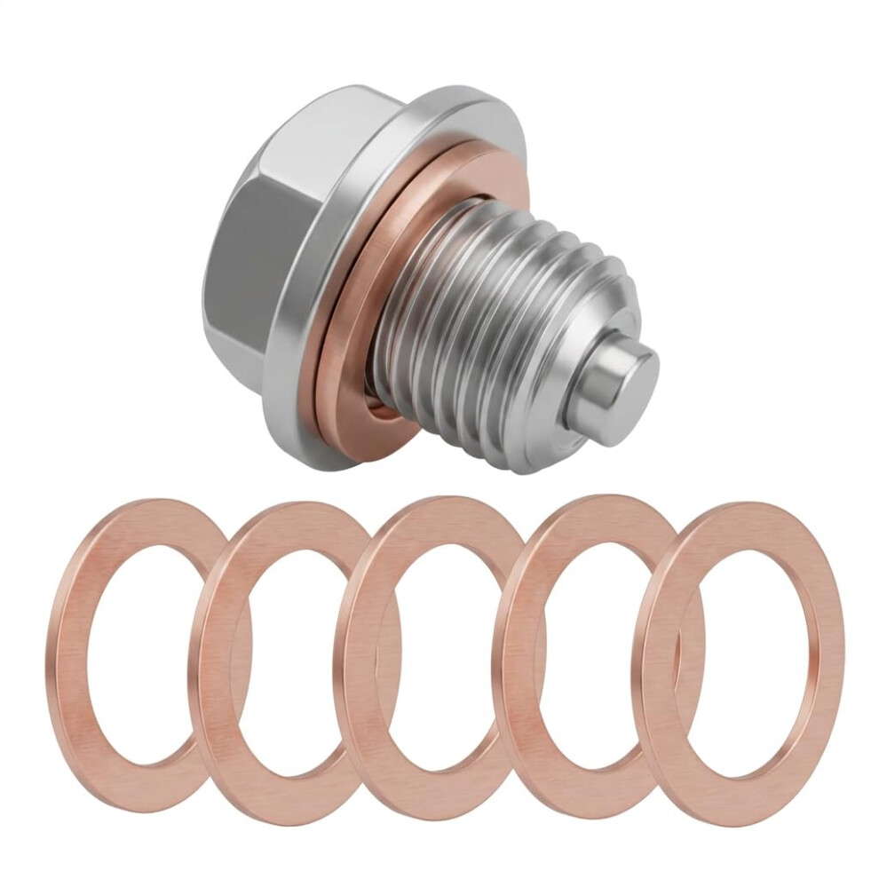 M14x1.5 Magnetic Oil Drain Plug With 5Pcs Copper Crush Washers 5004788710385