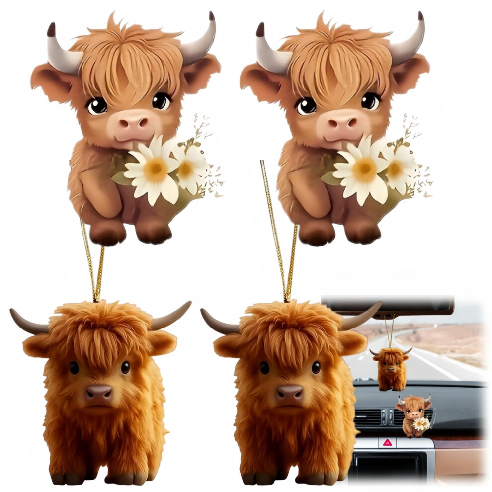 4Pcs Cute Highland Cow Car Air Freshener Set With 2 Vent Clips,2 Black 5004150012345