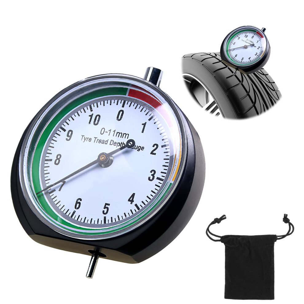Tyre Tread Depth Gauge Uk, 0-11Mm Round Tyre Pressure Dial Gauge In Blue 5003204018791
