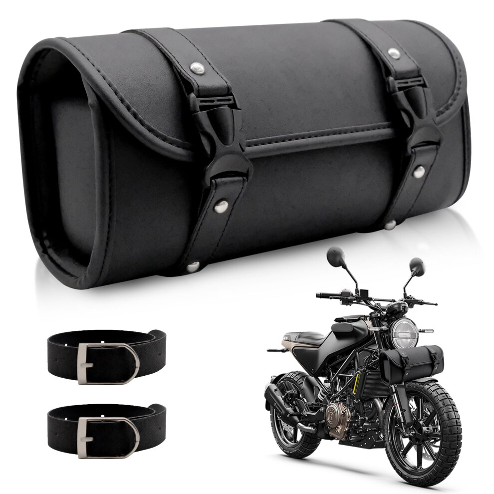 Griwuut Motorcycle Tool Bag, Universal Saddle Bag With Soft Pu Black 5005128939749