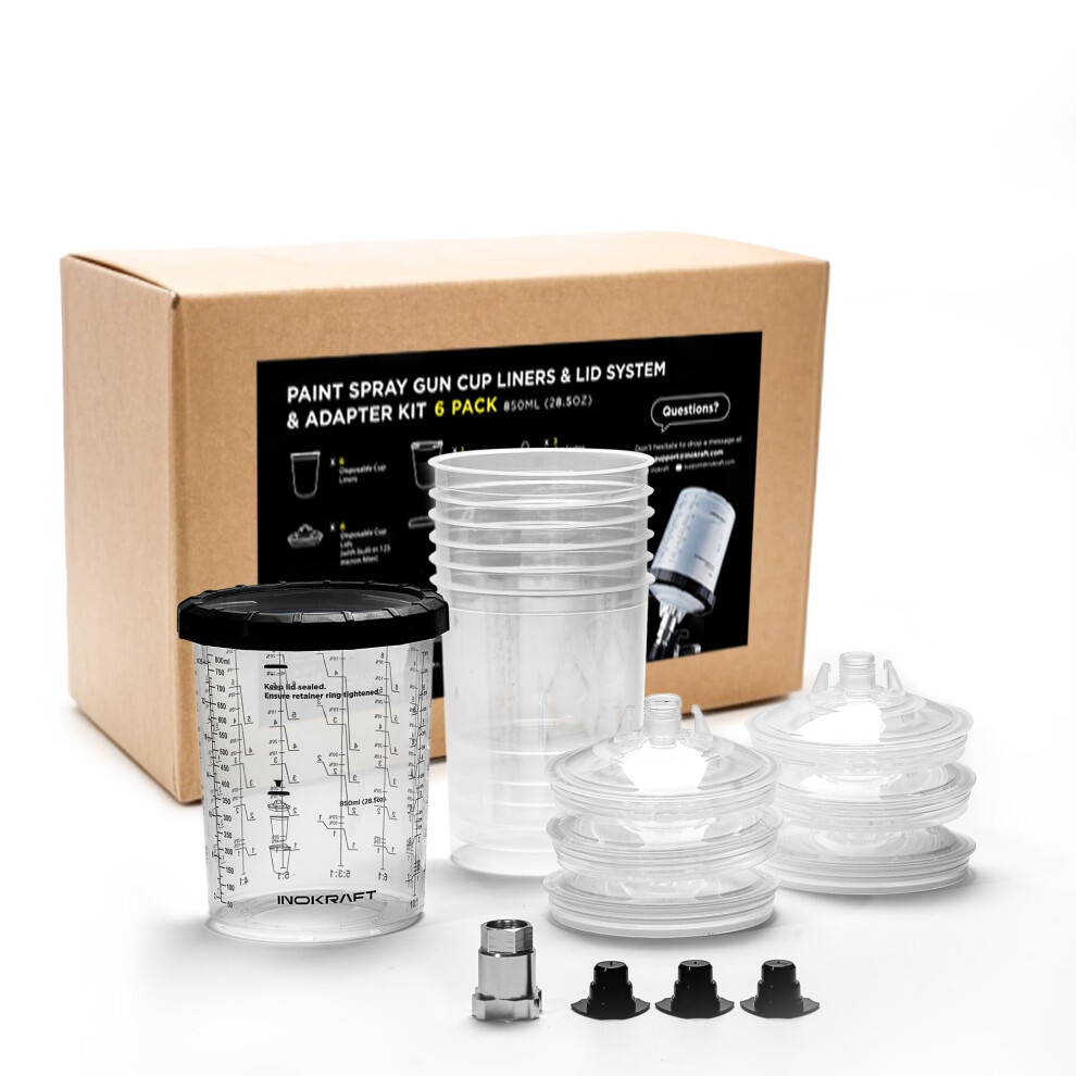 Inokraft - Disposable Paint Gun, 28Oz (800Ml) Large Kit With 6 Cups Black 5007122970872