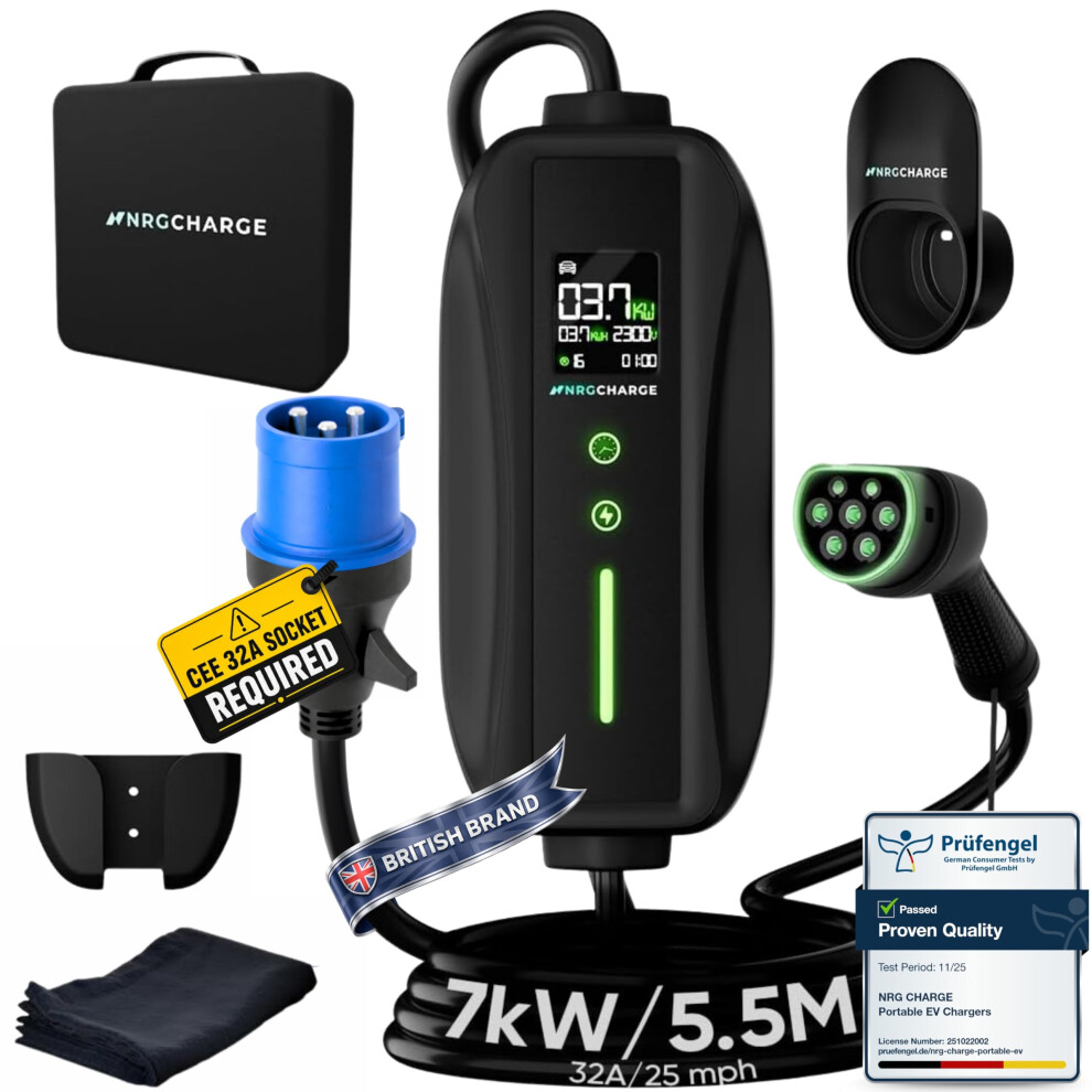 Ev Charger Cee 32A Plug | Portable Ev Charger Type 2, 7Kw | Single 5007819785123