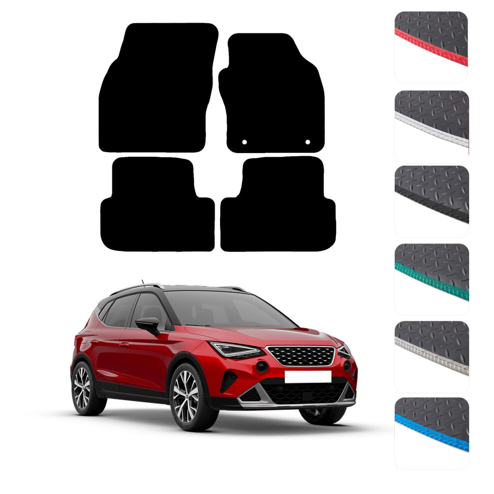 Gcm - Car Floor Mats For Seat Arona 2017 To Present Full Coverage Black/Red 5007457514499