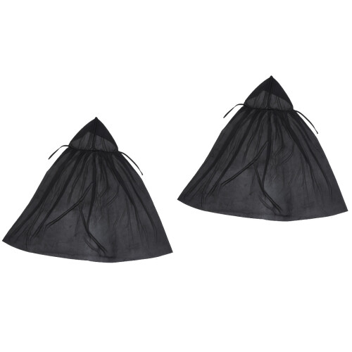 2Stk Schwarzer Halloween Cape, Robustes Party- Cosplay-Umhang-Set 2
