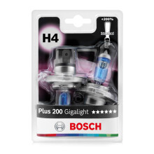Bosch H4 (472) Plus 200 Gigalight Halogen Headlight Bulbs, 12 V 60/55