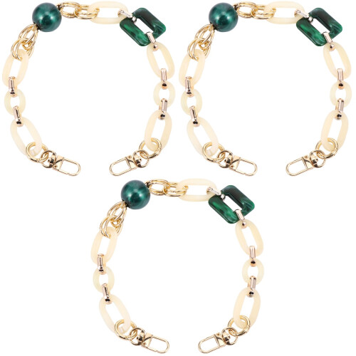 3Stk Grüne Acryl Kette Retro Stil Tragbar Strap 2