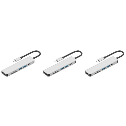 3Stk Multifunktion Type-C Hub Adapter Grau Mit Schnellladung 87W USB 2