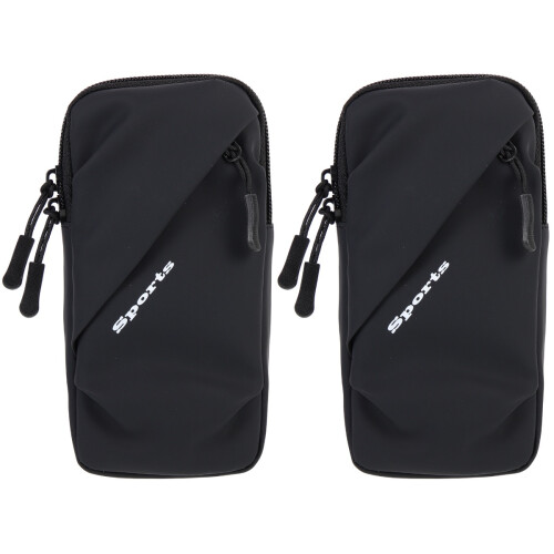 2Stk Elastisches Sportarmband Handyhalter Schwarz Für 1