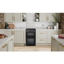 Willow WE50TSB 62L Freestanding Electric Cooker 50cm Wide Twin Cavity Cooke