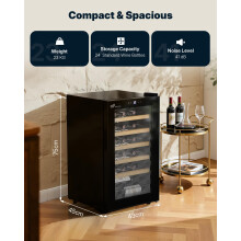Upstreman 24 Bottle Wine Cooler Fridge with Full Glass Precise 5C–20C Tem