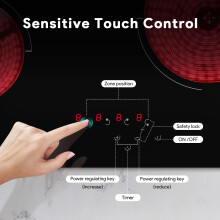 Cazooo Ceramic Hob 60cm Builtin Electric Cooktop with Touch Control 4 Cooki