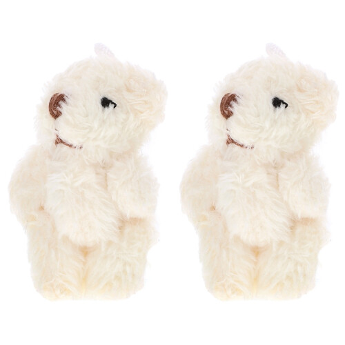 2Pièces Ours Jointé Miniature Beige Accessoire Décor Maison Mini 1