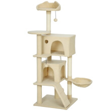 Kattentoren met hangmat en klimladder, beige