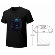 (3XL, Black) Skull Crossbones T-shirt Skull and Roses T-shirt Gothic Goth tees Unisex tees T-shirt Art
